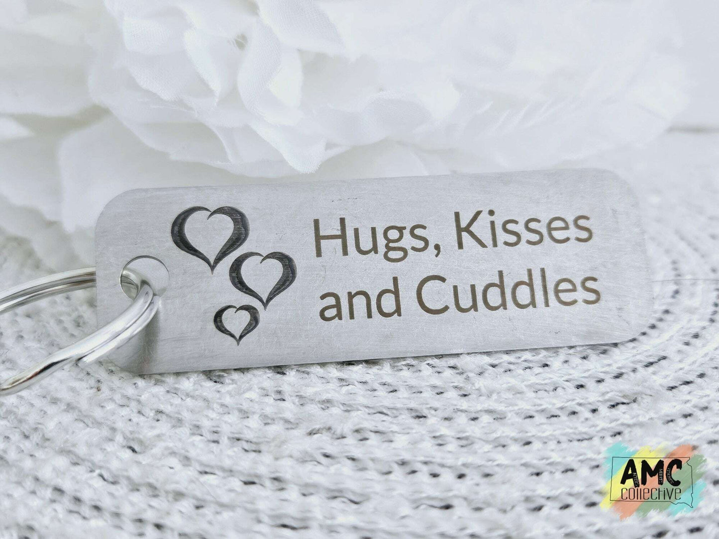 Hugs, Kisses, and Cuddles Metal Keychain