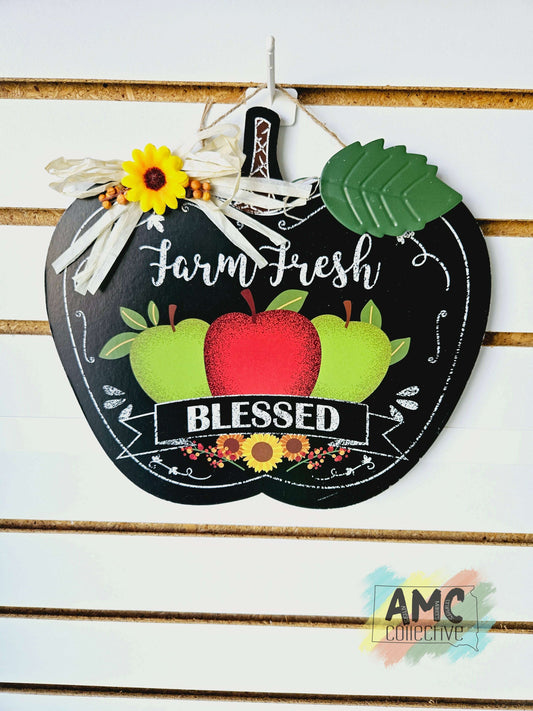 Large Apple Farm Fresh Blessed Sign