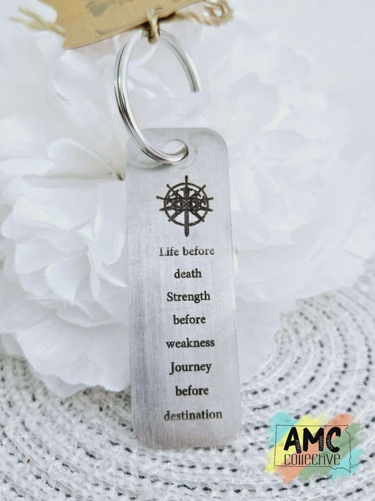 Life, Strength, Journey Metal Keychain