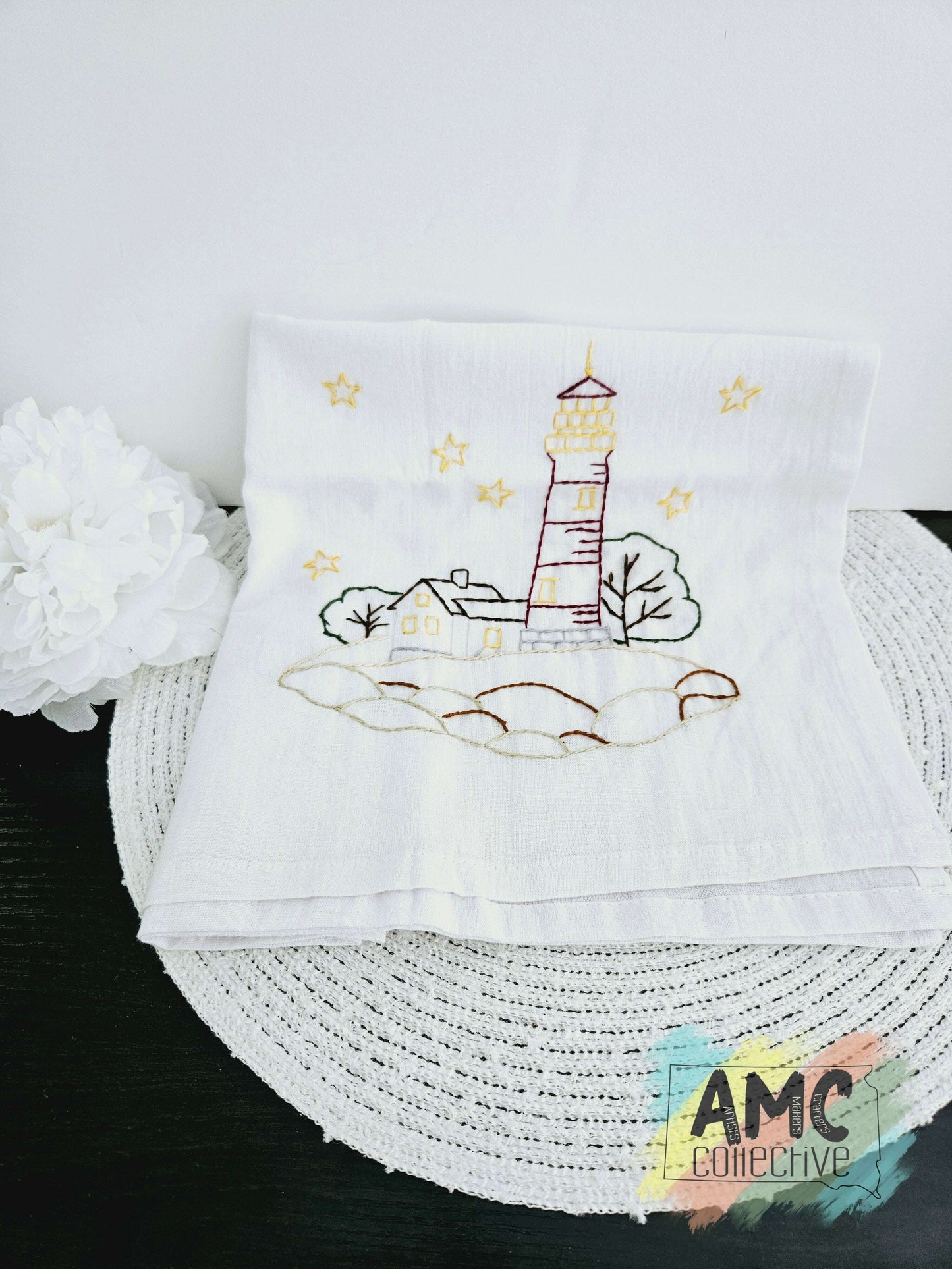 Lighthouse Embroidered Towel