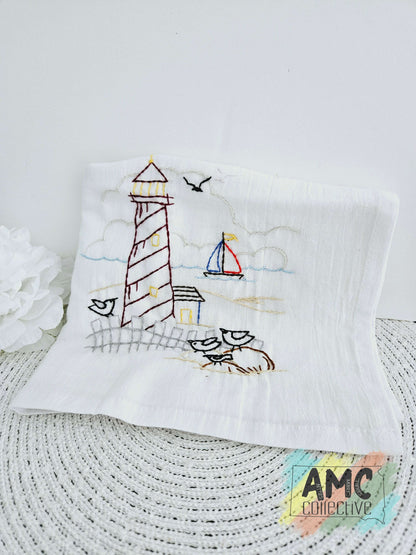 Lighthouse Embroidered Towel