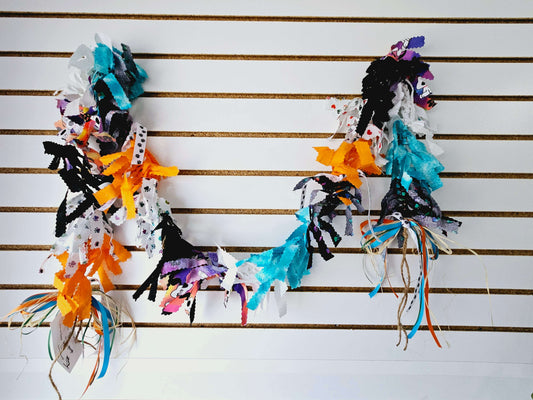 Orange/Blue/Paw Print Fabric Garland - 6ft