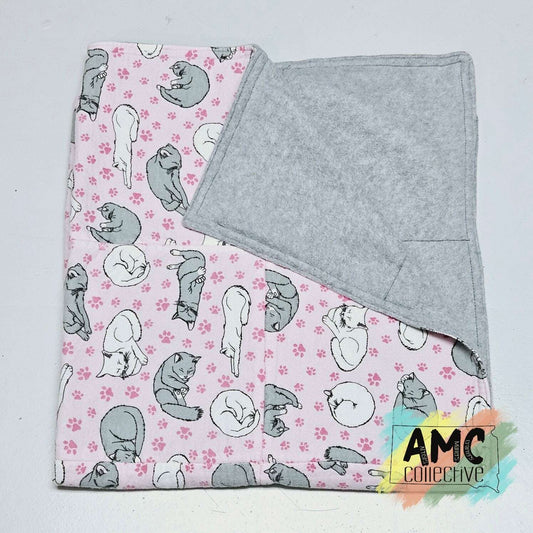 Pink Cat Print Receiving Blanket