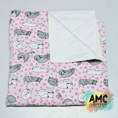 Pink Cat Print Receiving Blanket