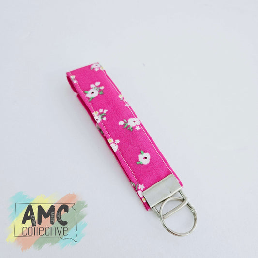 Pink Floral Key Fob