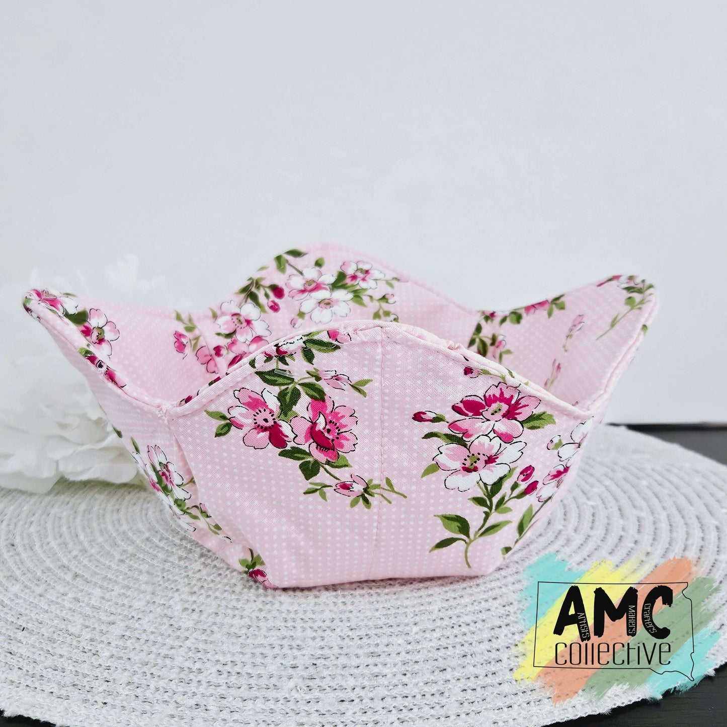 Pink Floral Print Bowl Holder