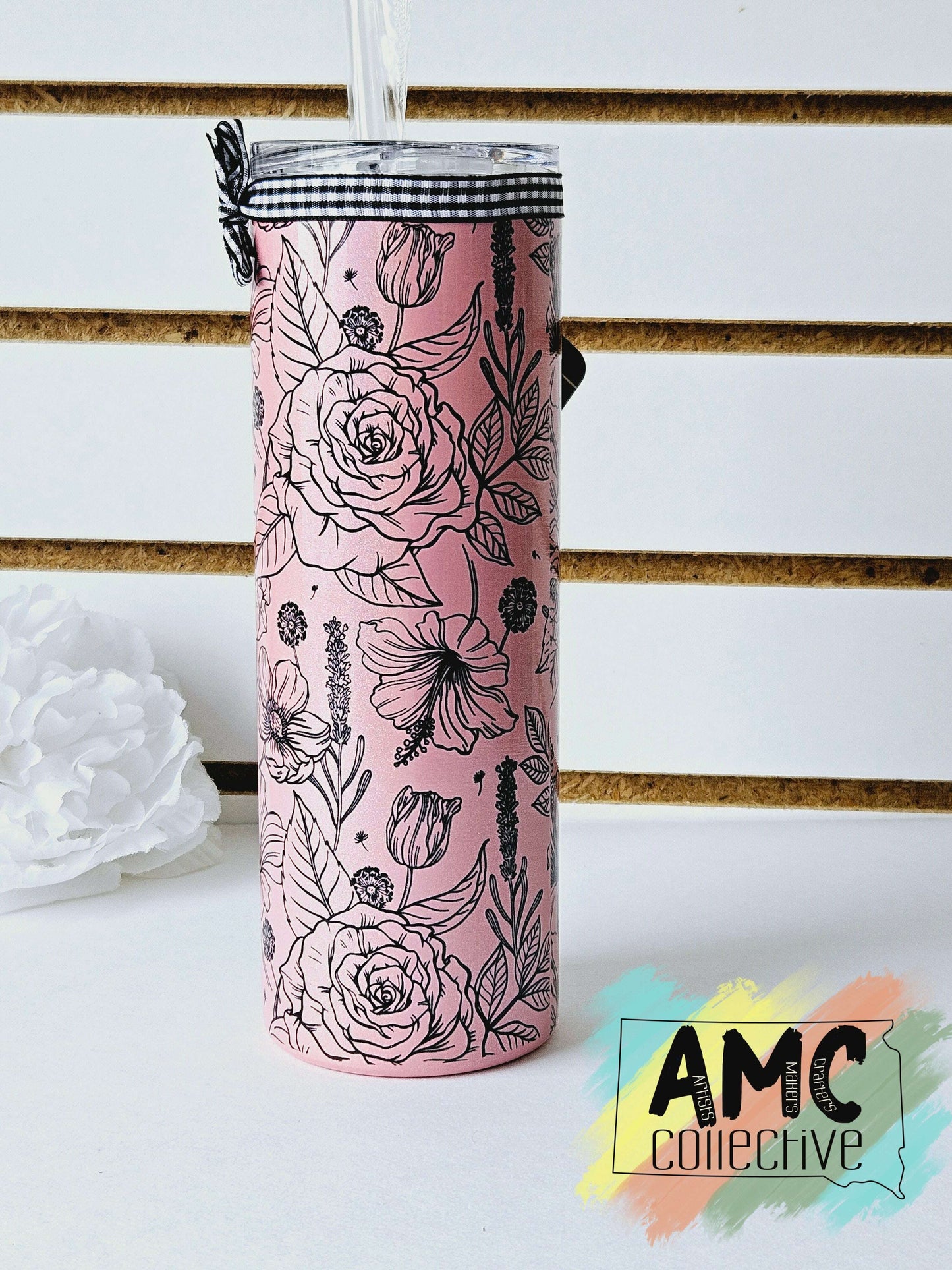 Pink Roses Skinny Tumbler