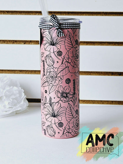 Pink Roses Skinny Tumbler