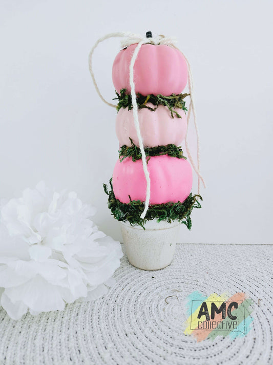 Pink Topiary Pumkin Stack