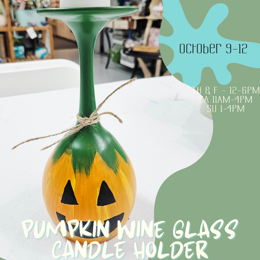 Pumpkin Wine Glass Candle Holder