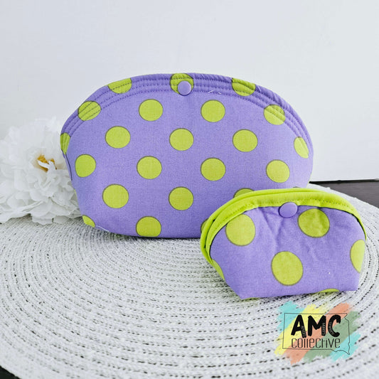 Purple/Green Dot Snap Pouches