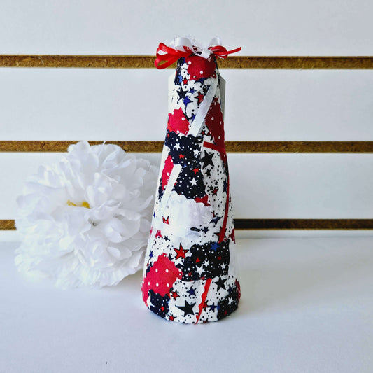Red, White, and Blue Fabric Collage Tree