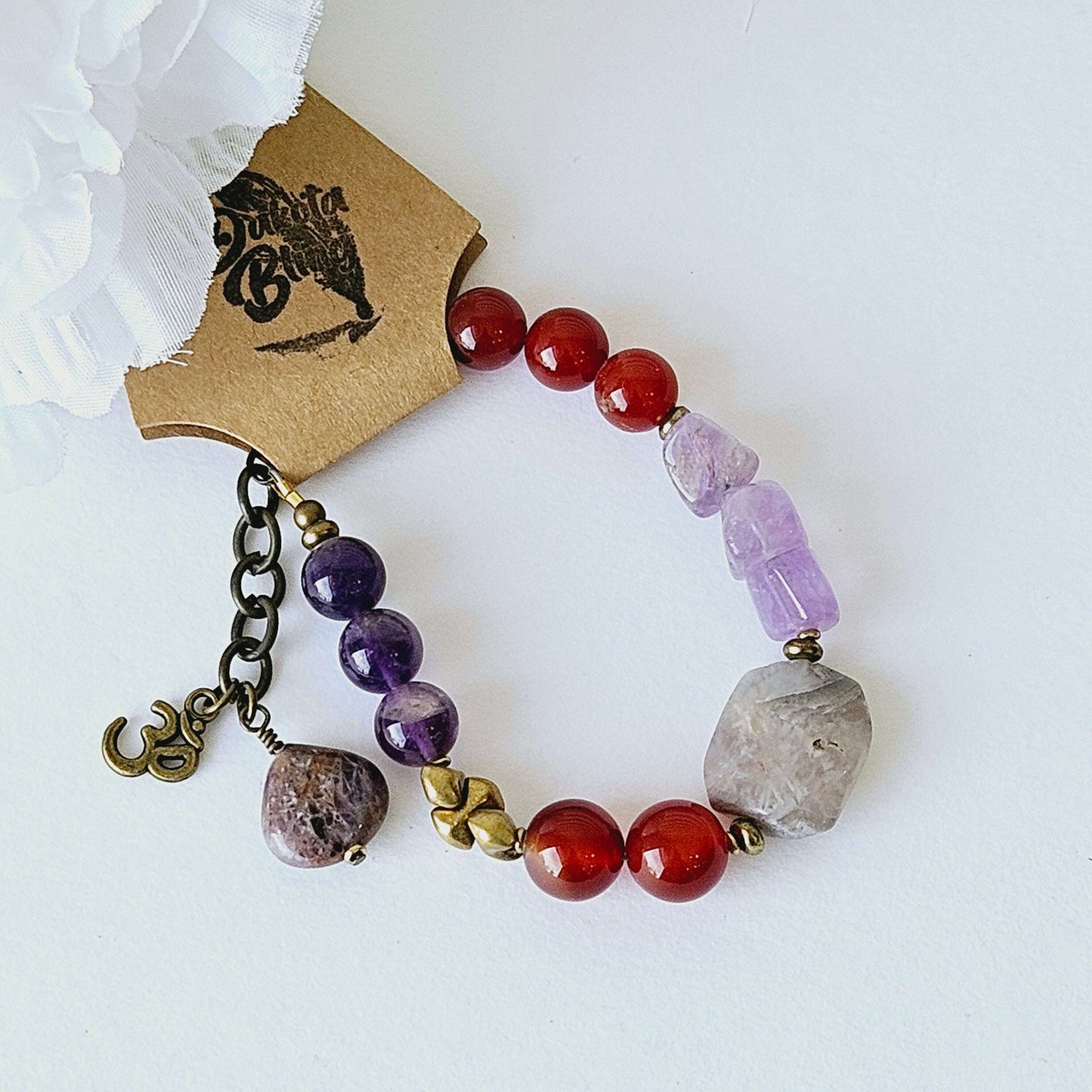 Red/Purple Stone and Bead Bracelet