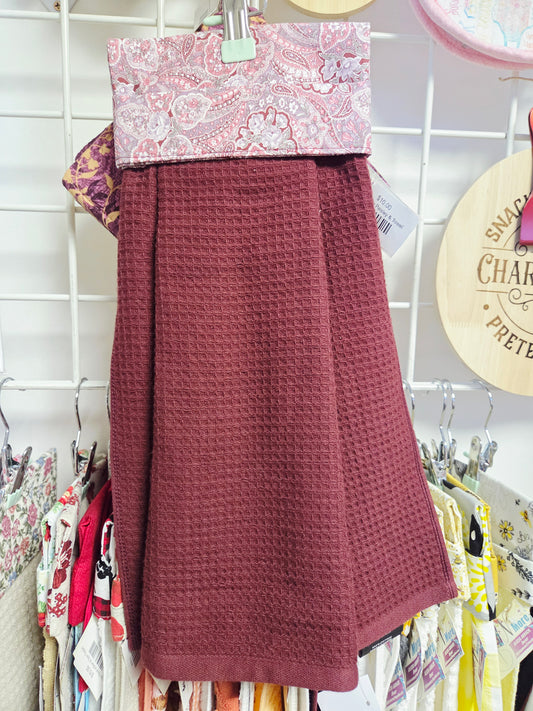 Burgandy Paisley & Towel