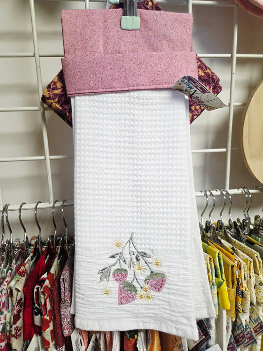 Pink Flack Top Embroidery Strawberries