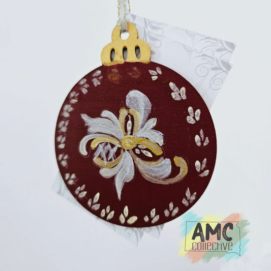 Rosemaling Wooden Christmas Ornament