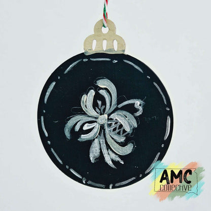 Rosemaling Wooden Christmas Ornament