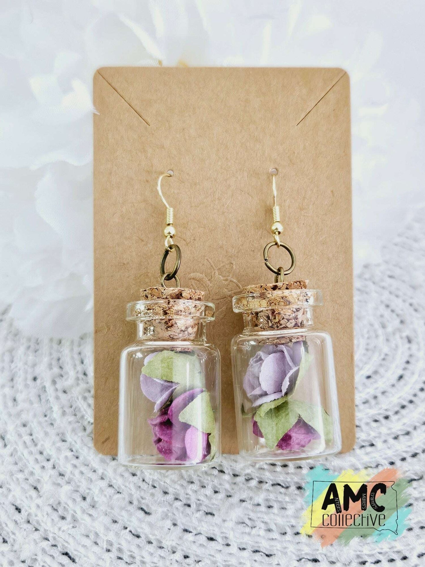 Roses in a Glass Jar Earrings