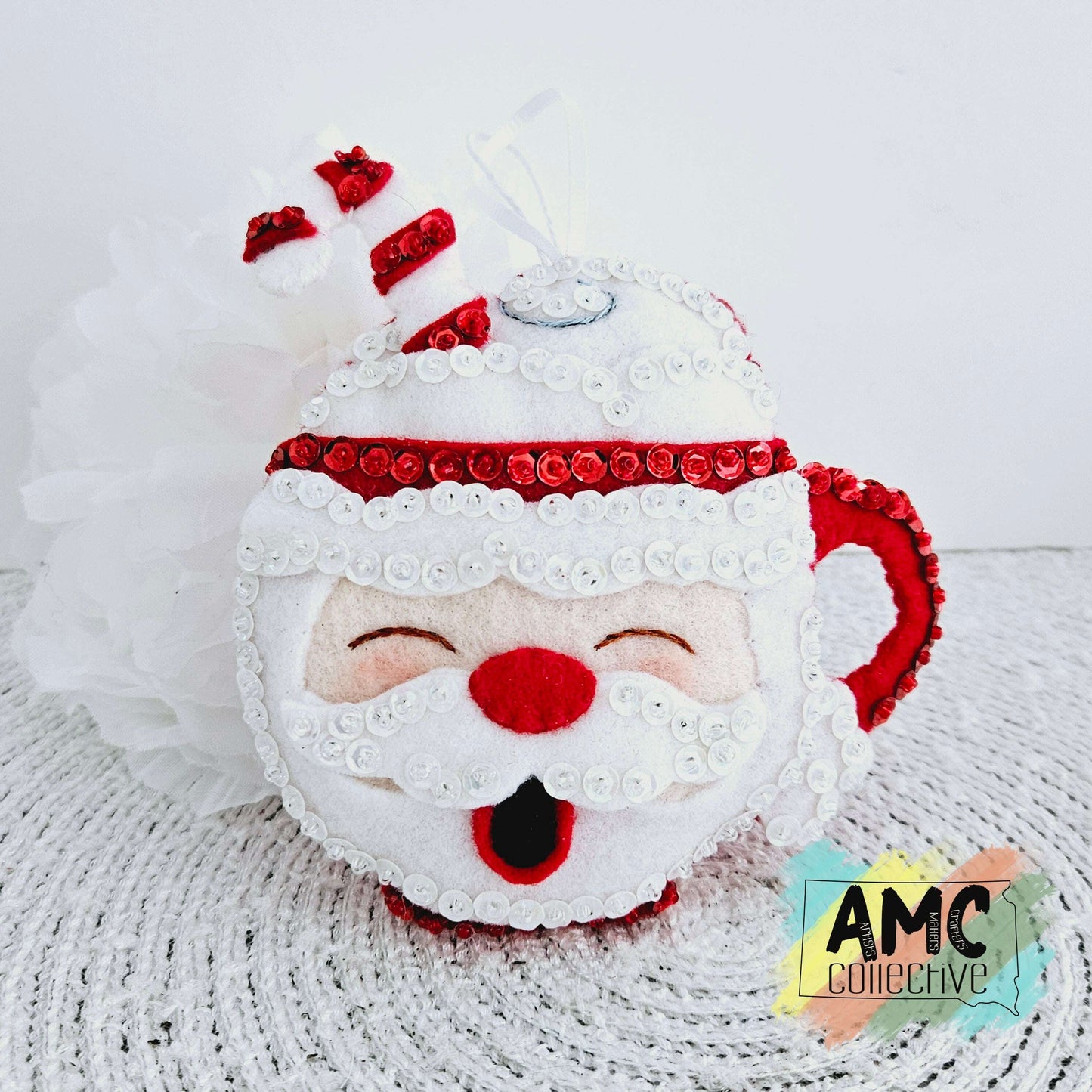 Santa Cocoa Mug Felt Ornament