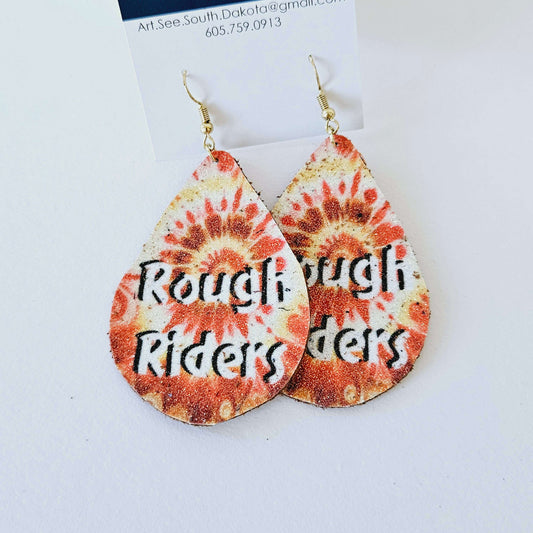 School Spirit Tear Drop Glitter Leather Earrings