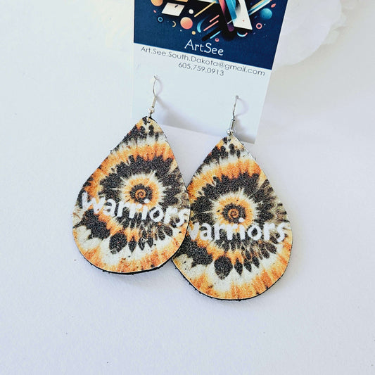 Warriors Tie Dye Leather Earrings