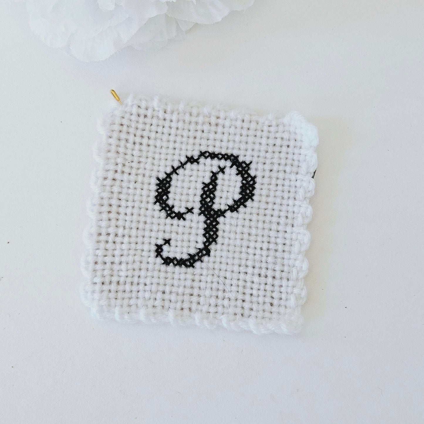 Script Letter P Single Embroidered Coaster