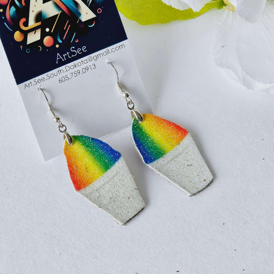 Shaped Glitter Leather Earrings