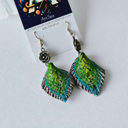 Single Feather Leather Earrings