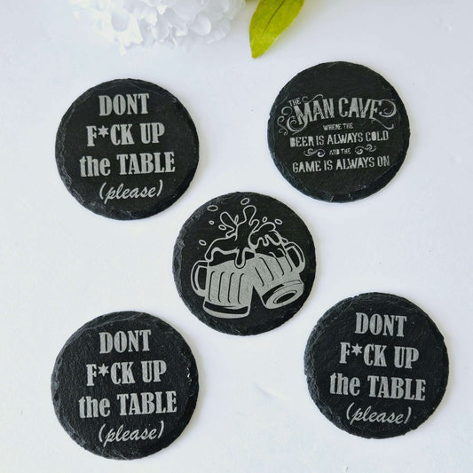 Slate Coaster Set Man Cave