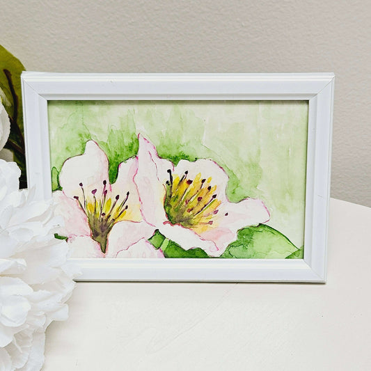 Watercolor White Flower Painting