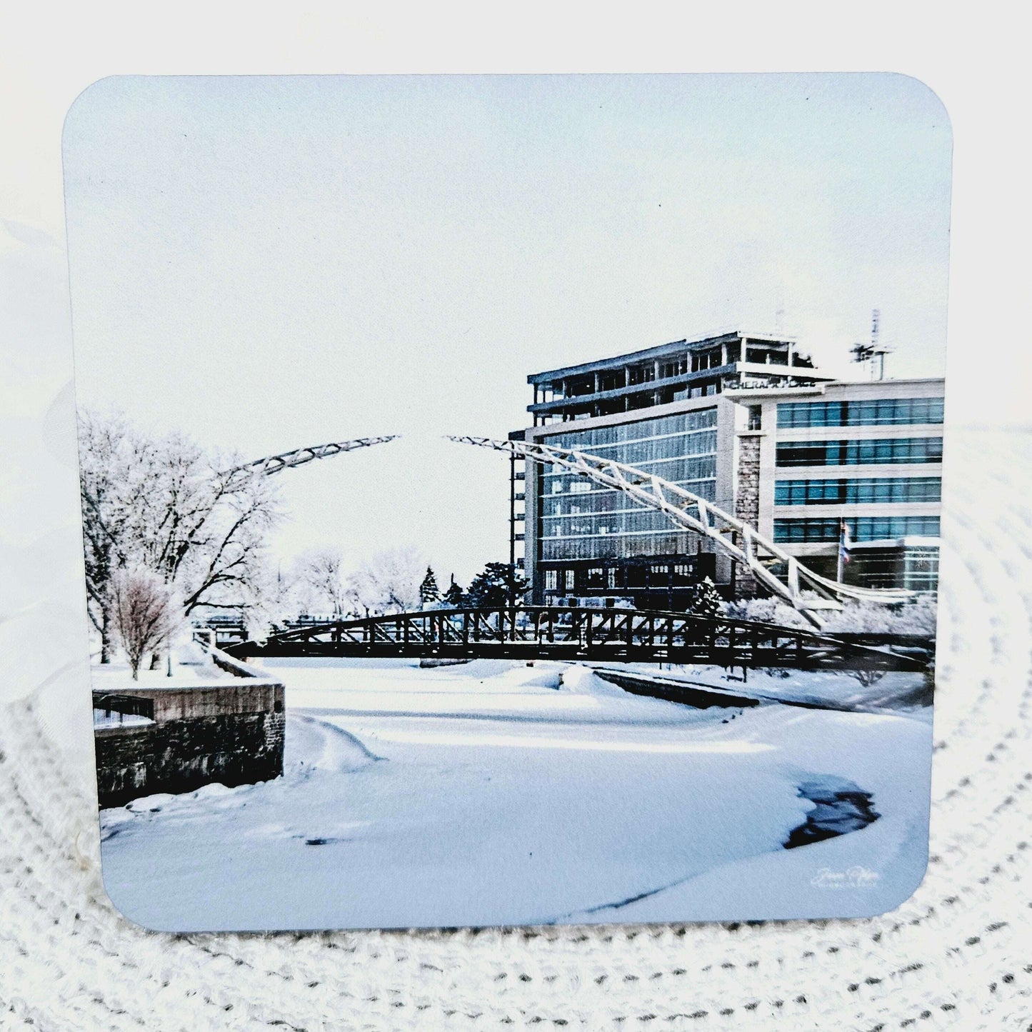 Snowy Arc of Dreams Photo Coaster