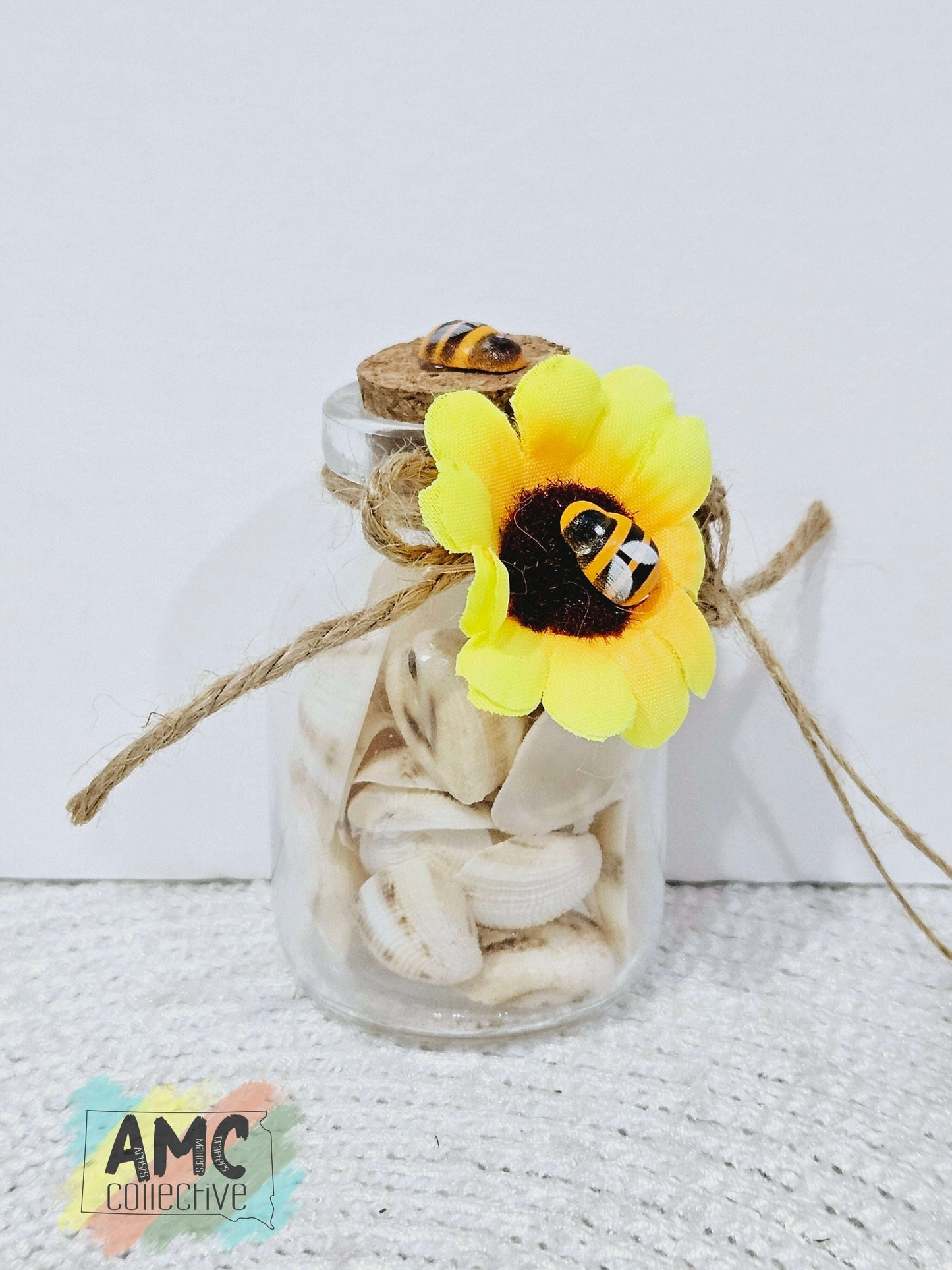 Sunflower Jar with Seashells