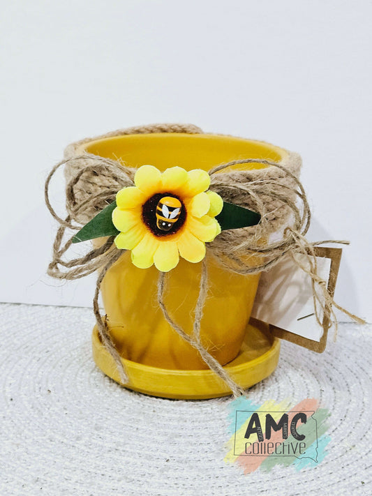 Sunflower Pot w/ Saucer