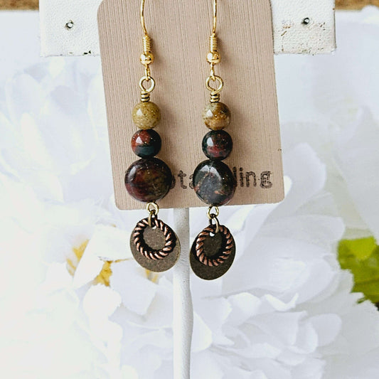 Tiered Bead and Disc Earrings