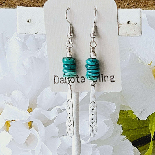 Turquoise and Silver Drop Earrings