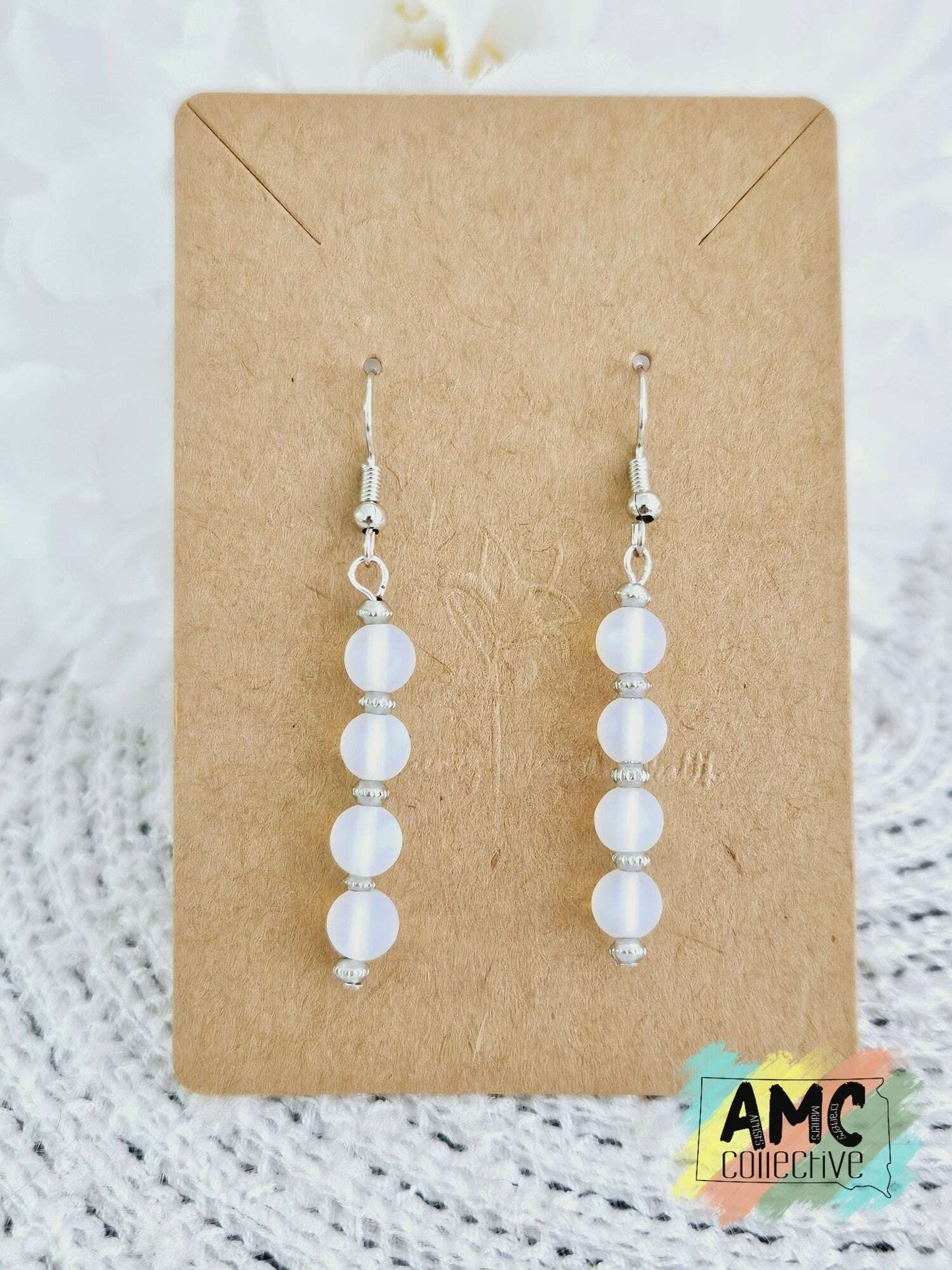 White Beaded Earring