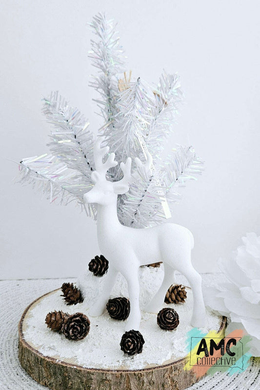 White Deer Christmas Decor