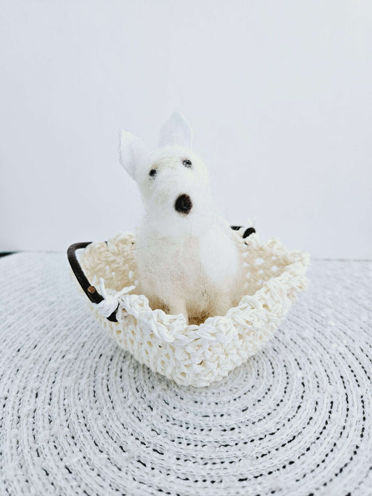 White Dog in Basket