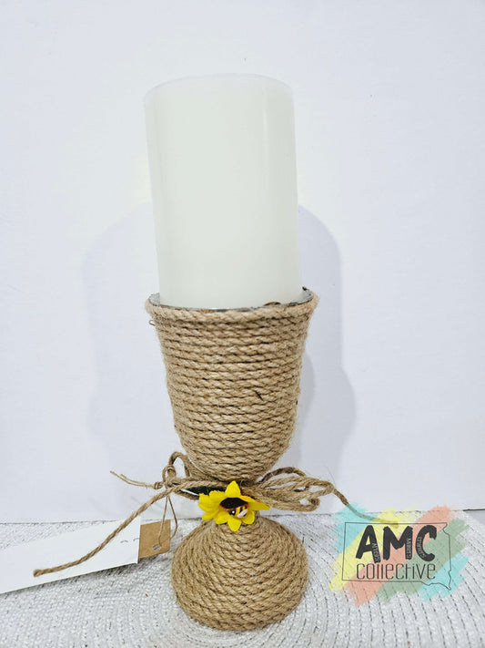 Wicker Wrapped Candle Decor