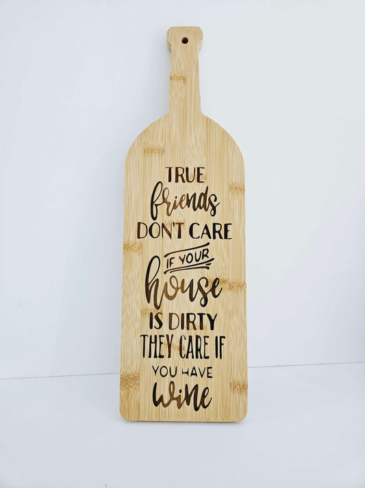 Wine Bottle Shaped Engraved Wood Sign