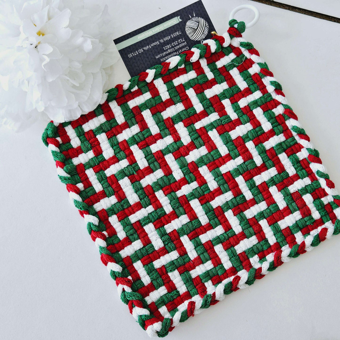 Woven Trivet Christmas Colors