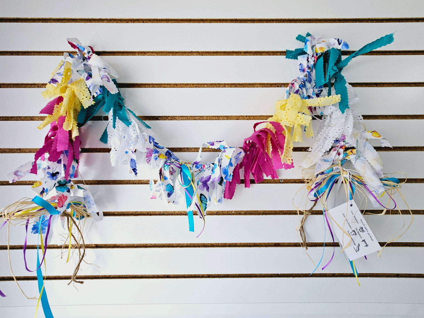 Yellow/Pink/Teal/Butterfly Fabric Garland - 5ft